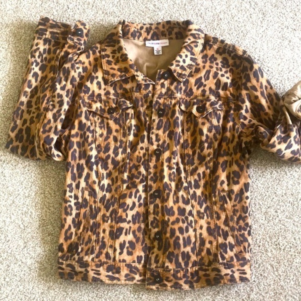 Denim jean jacket by Style & Co. leopard print jacket